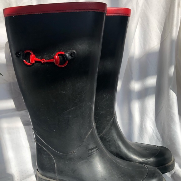 Authentic black/red Gucci rain boots